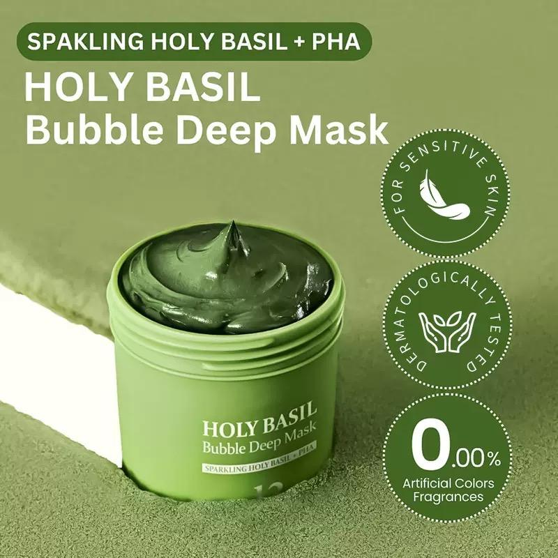 Masque profond à bulles au basilic sacré