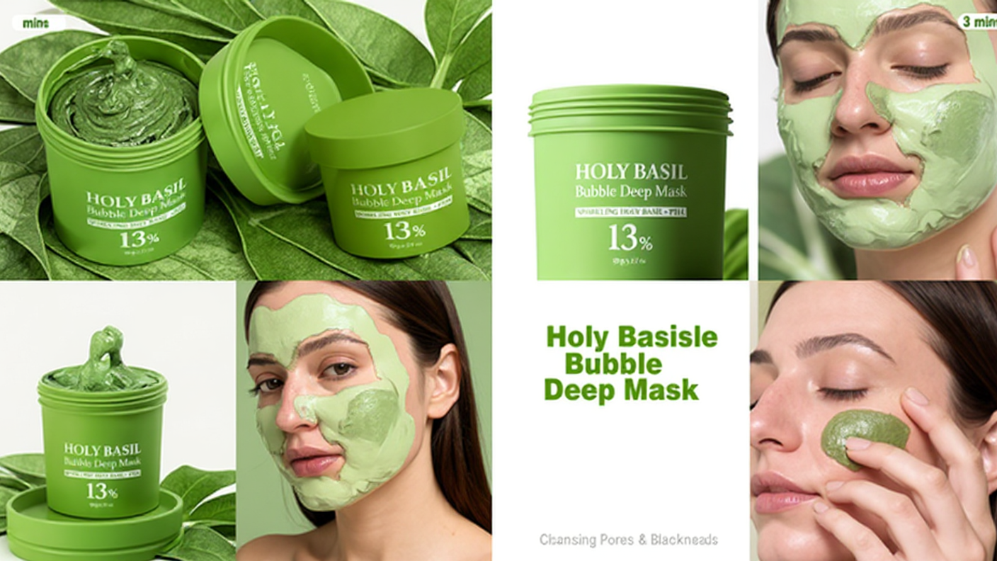 Masque profond à bulles au basilic sacré