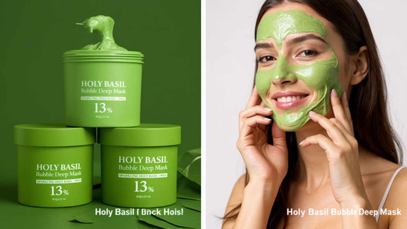 Masque profond à bulles au basilic sacré