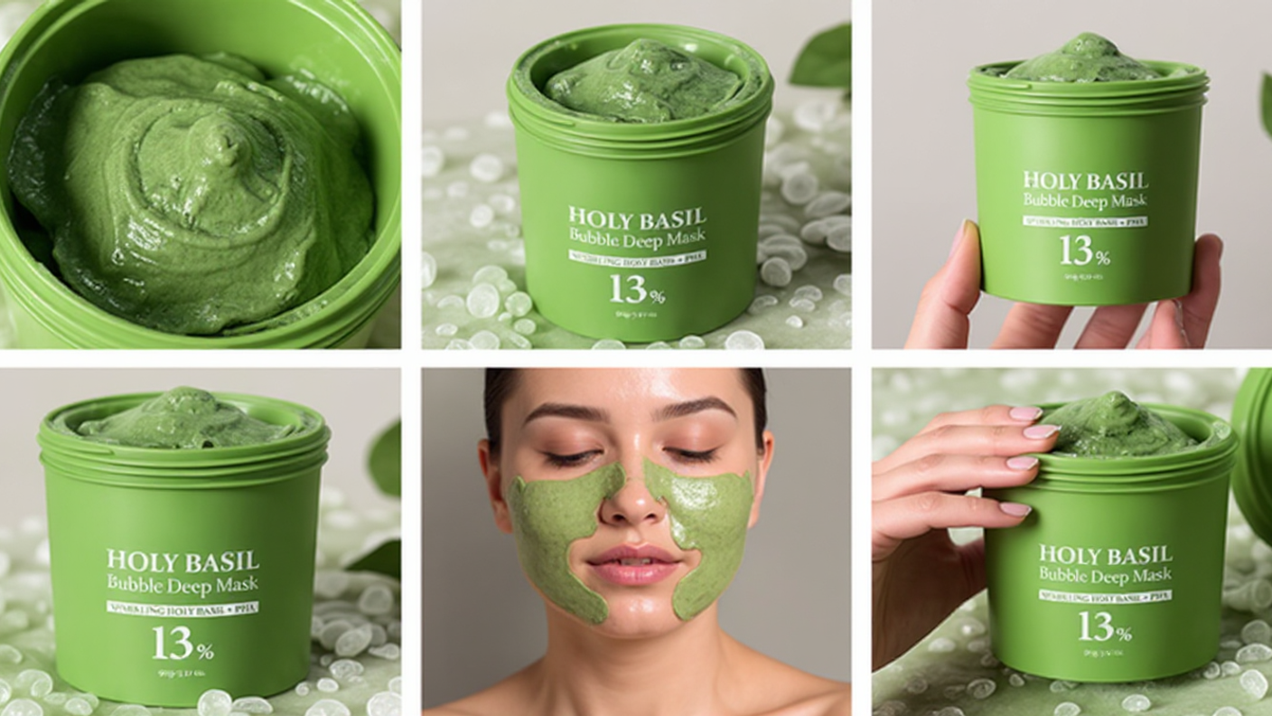 Masque profond à bulles au basilic sacré